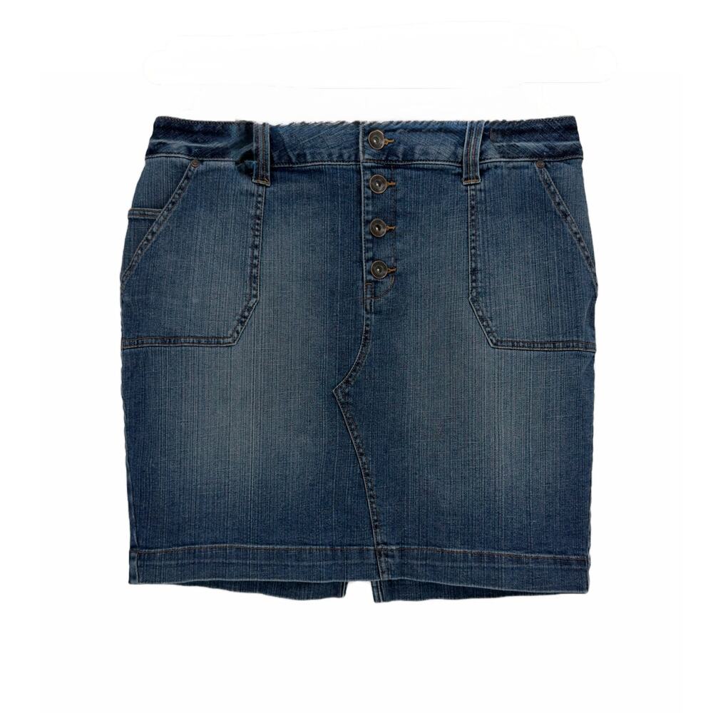 Lane Bryant Button Fly Stretch Denim Mini Skirt size 18